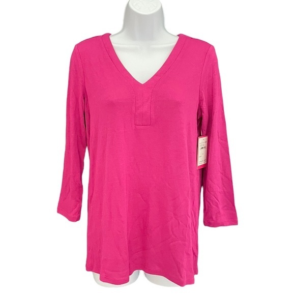 ISAAC MIZRAHI ¾ Sleeve V-Neck Tee - XS - Picture 1 of 4